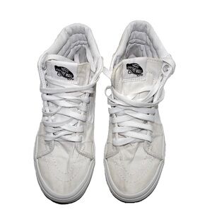 White Womens Hightop Vans sized 6.5 and Men’s 5.0